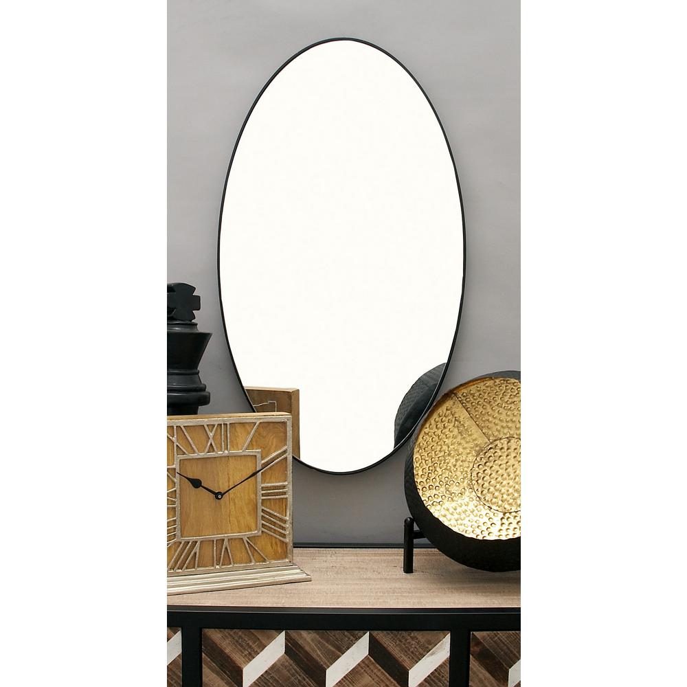 Litton Lane 17 In X 32 Modern Oval Black Wall Mirror