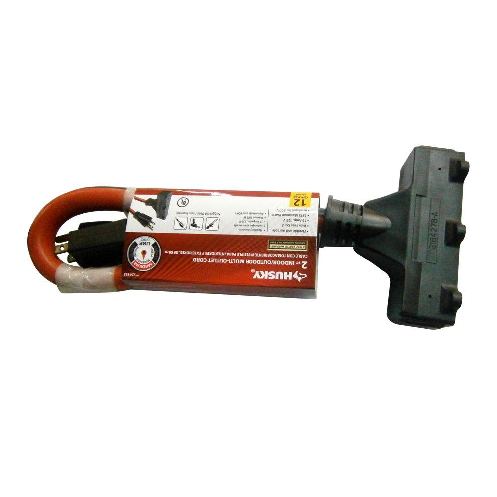 2 ft. 12/3 STW 3 Outlet Extension Cord Red and BlackAW62612 The