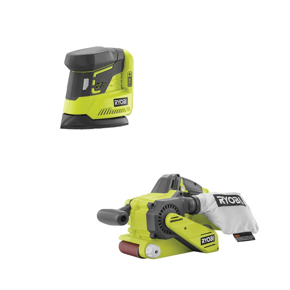 RYOBI 18Volt ONE+ Cordless Brushless Belt Sander with Dust Bag and