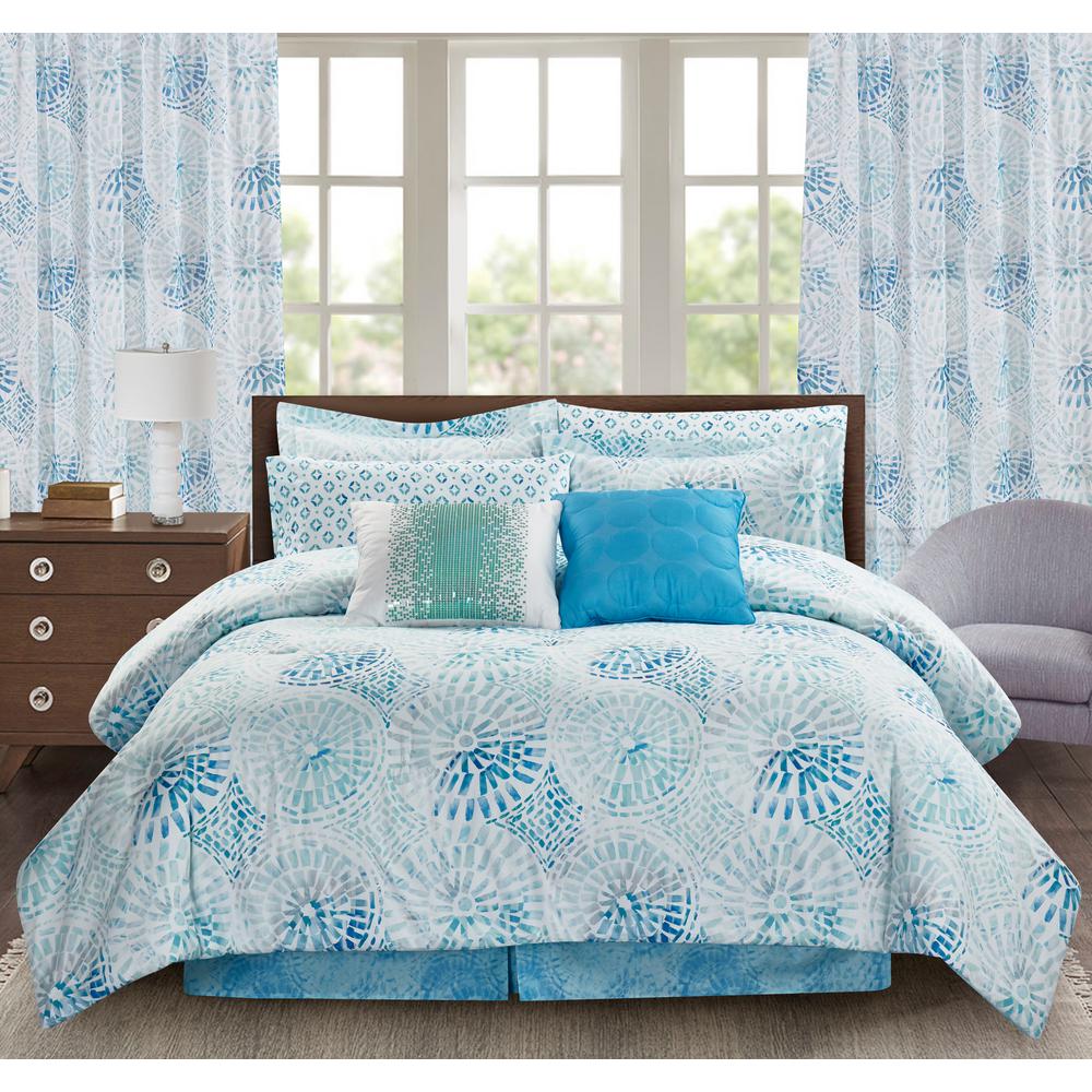 Sara B. Sundial 4-Piece Blue Queen Comforter Set-SB24031MUL3 - The Home ...