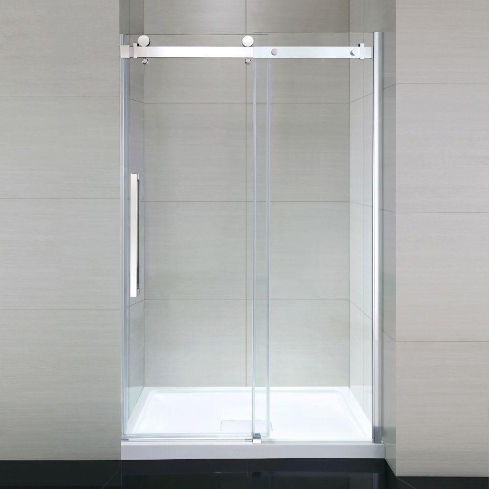 OVE Decors Sierra 48 in. x 81.5 in. Frameless Sliding Shower Door in Chrome with 48 in. Base 