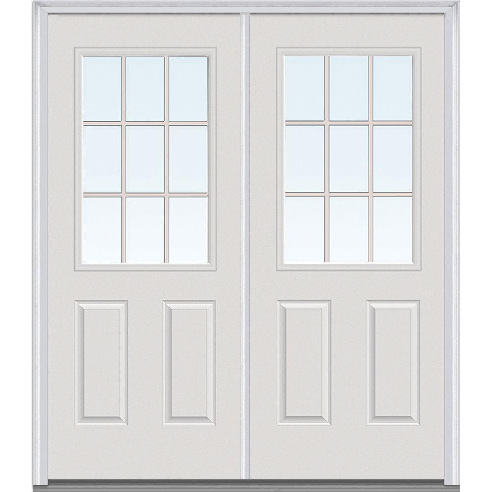 Mmi Door 72 In X 80 Tan Internal Grilles Right Hand Inswing 1 2 Tan Internal Grilles Right Hand Inswing 1 2 Lite Clear Glass Panel Painted Steel Prehung Front Door