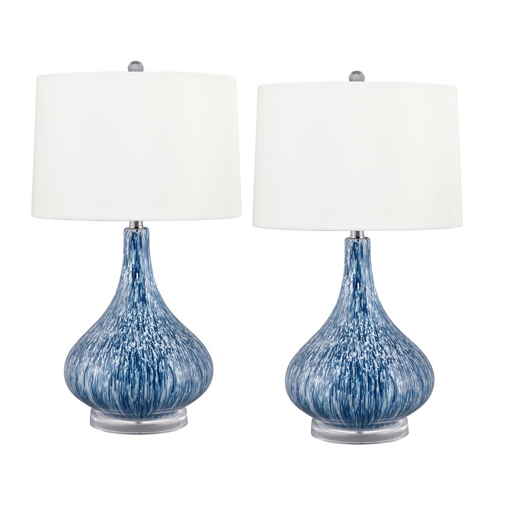 Atrani 28 in. Dappled Blue and White Table Lamp (Set of 2)673DWRESTP