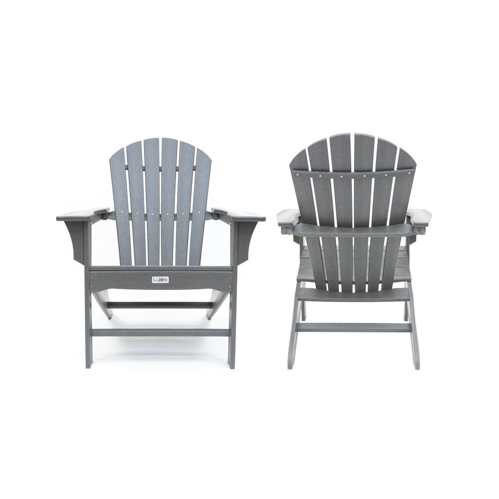 LuXeo Hampton Gray Poly Outdoor Patio Plastic Adirondack ...