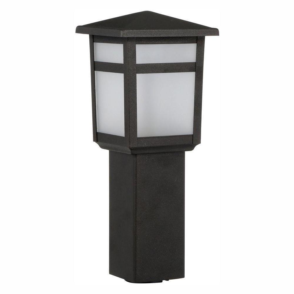 Low Voltage 10 Watt Equivalent Black Outdoor Integrated Led Square Bollard Landscape Path Light With Frosted Glass