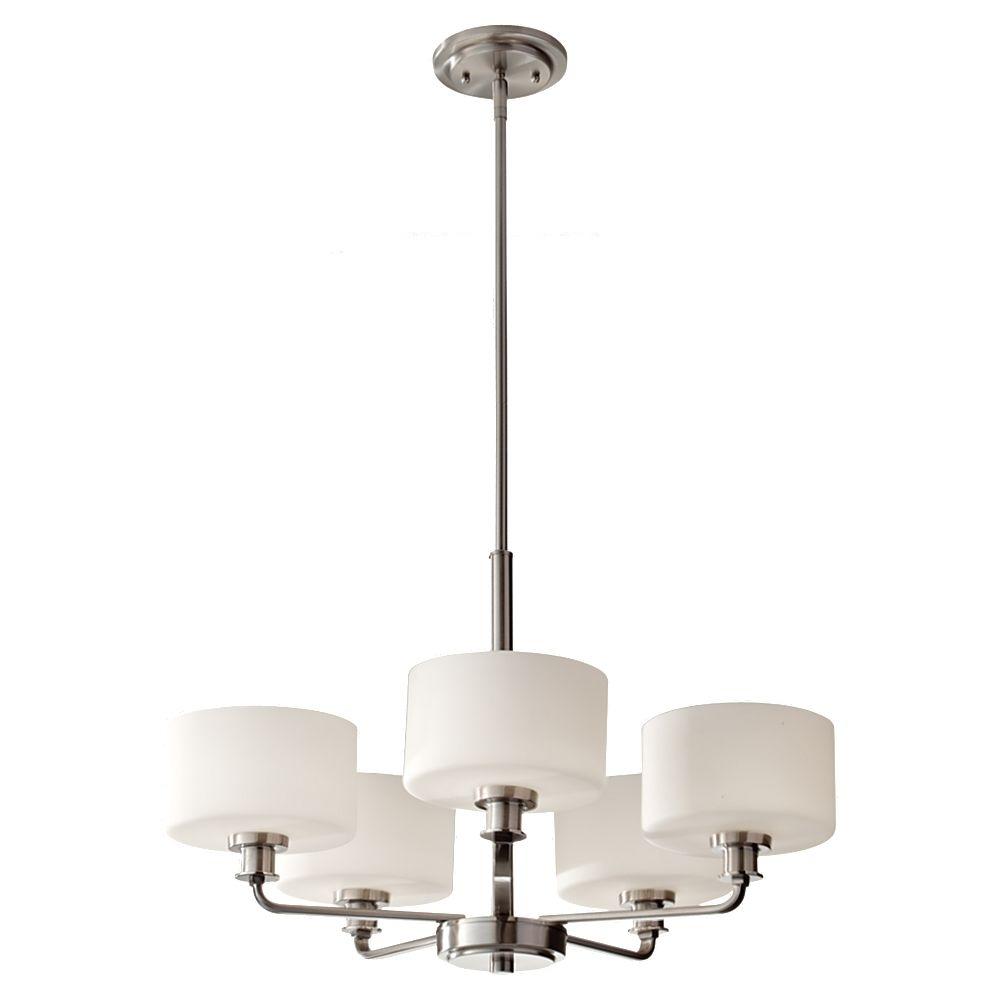 Feiss Kincaid 5 Light Brushed Nickel 1 Tier Chandelier Shade F2773 Feiss Kincaid 5 Light Brushed Nickel 1 Tier Chandelier Shade