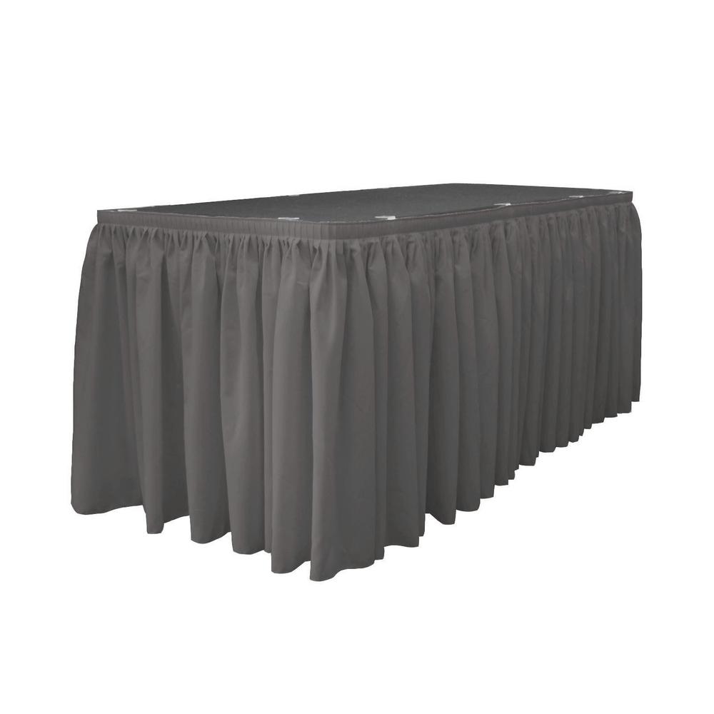 14 Ft X 29 In Long Charcoal Polyester Poplin Table Skirt With 10 L 14 Ft X 29 In Long Charcoal Polyester Poplin Table Skirt With 10 L