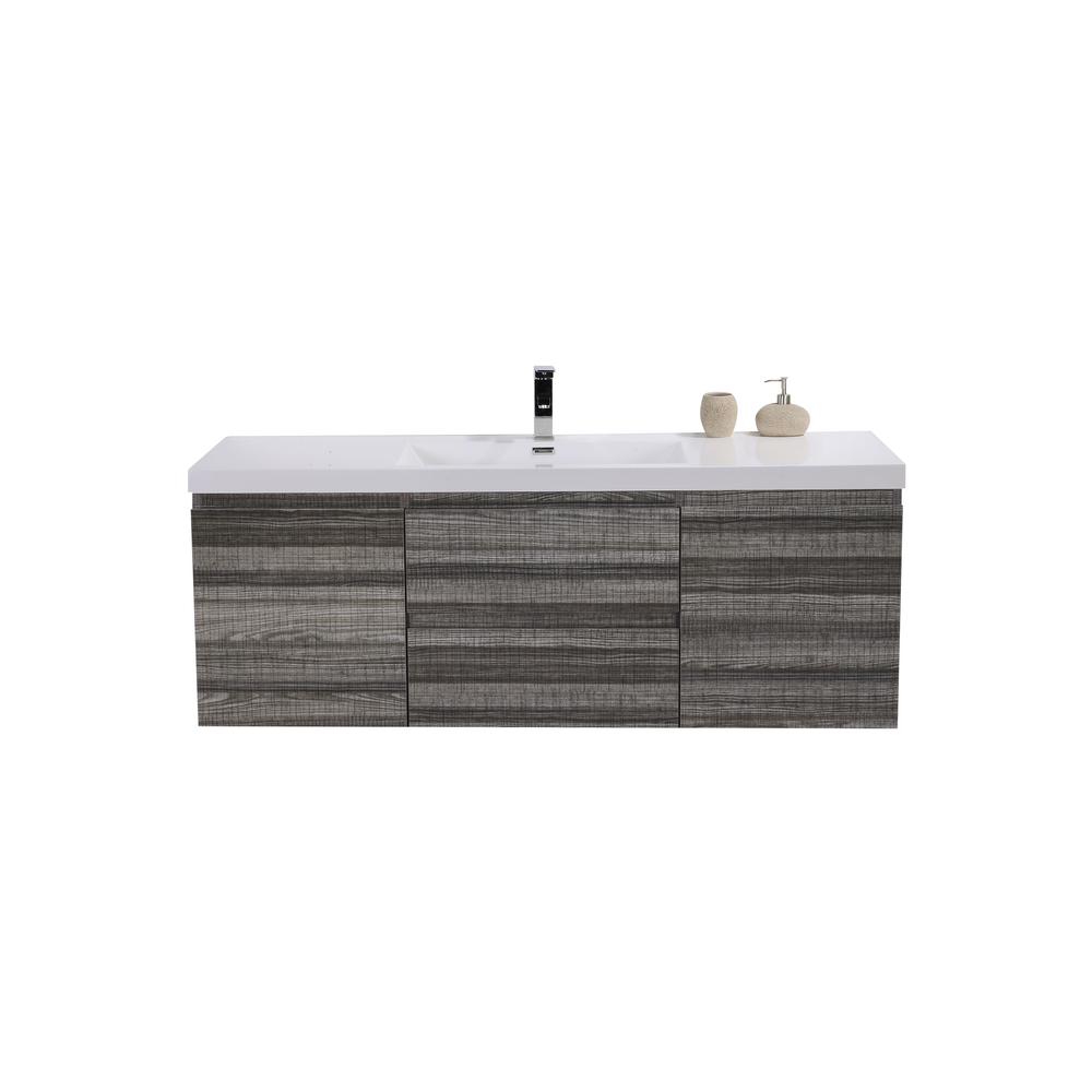 Moreno Bath Bohemia 60 In W Vanity High Gloss Ash Gray With Reinforced Acrylic Top White Basin