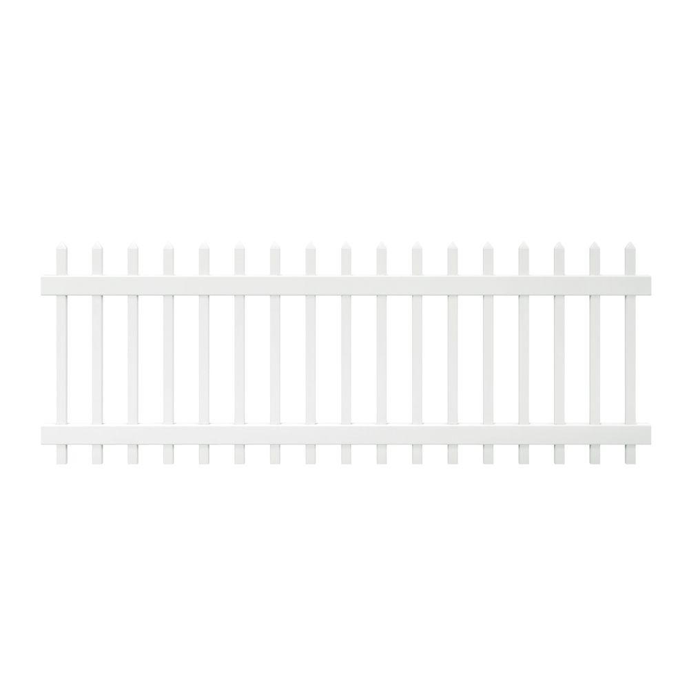 Veranda Chelsea 3 Ft H X 8 Ft W White Vinyl Spaced Picket Fence Panel 128003 The Home Depot