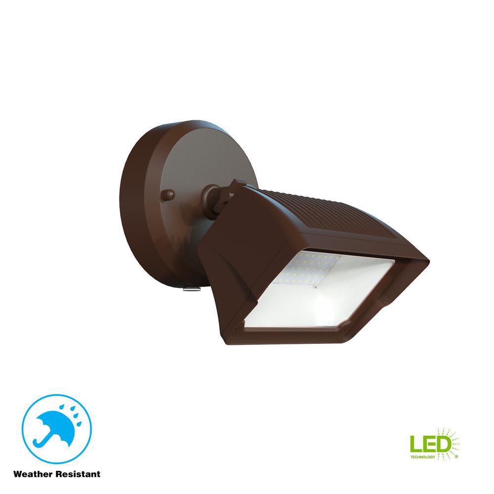 Defiant 1-Light Integrated LED Outdoor Bronze Dusk to Dawn Security ...