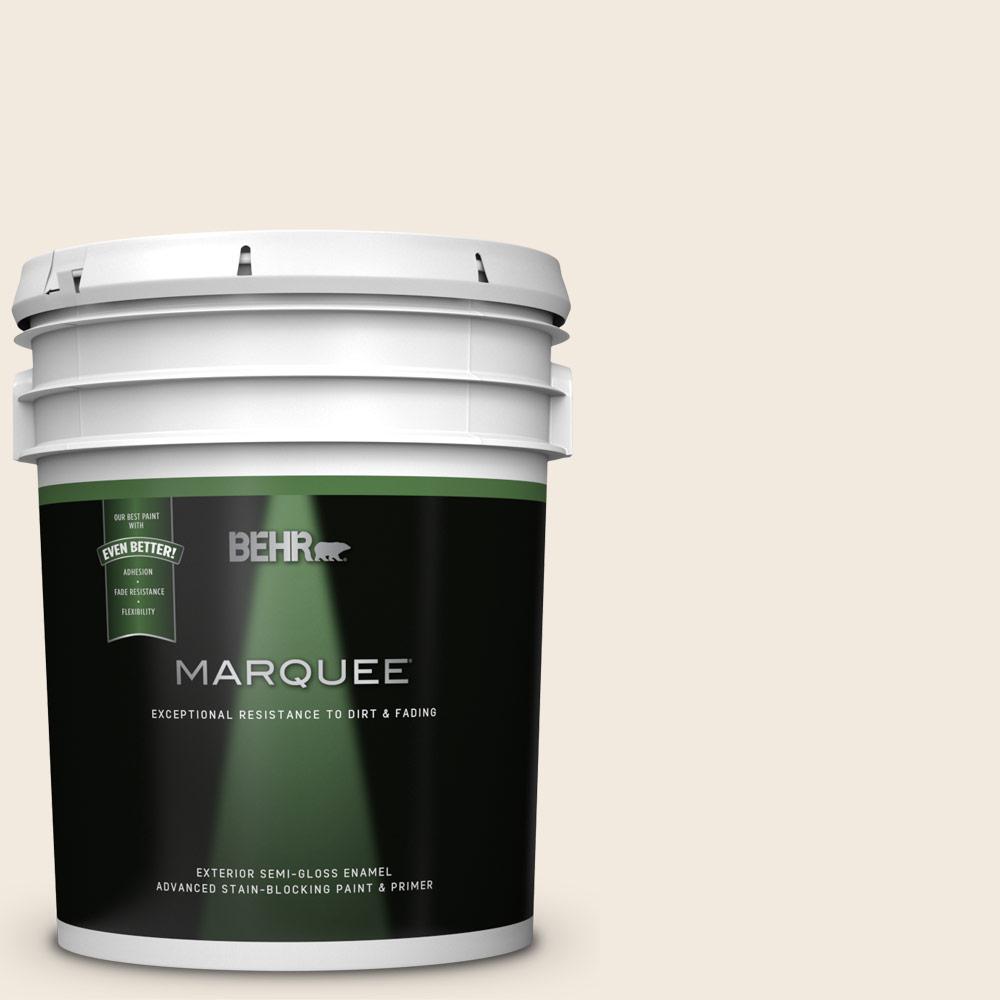 BEHR MARQUEE 5 Gal. #W-B-710 Almond Cream Semi-Gloss Enamel Exterior ...