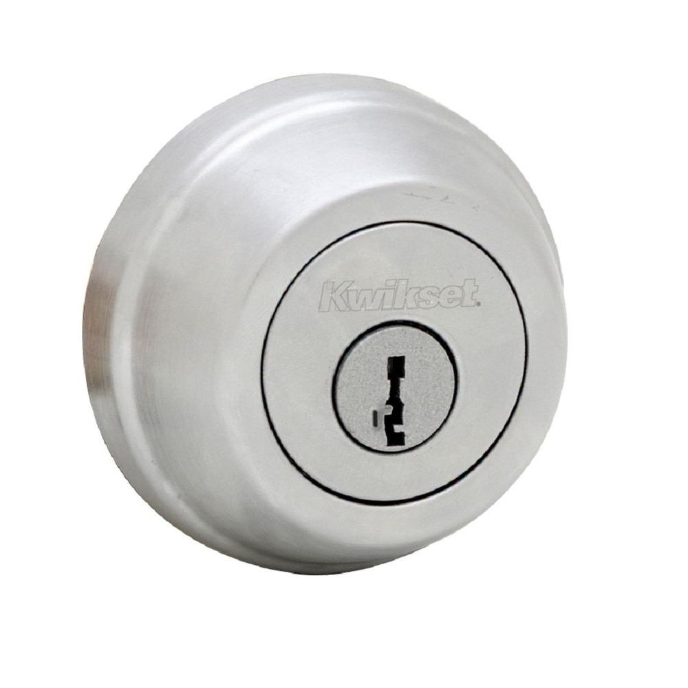 Kwikset 598 Series Satin Chrome Single-Cylinder Gatelatch Deadbolt Featuring SmartKey Security