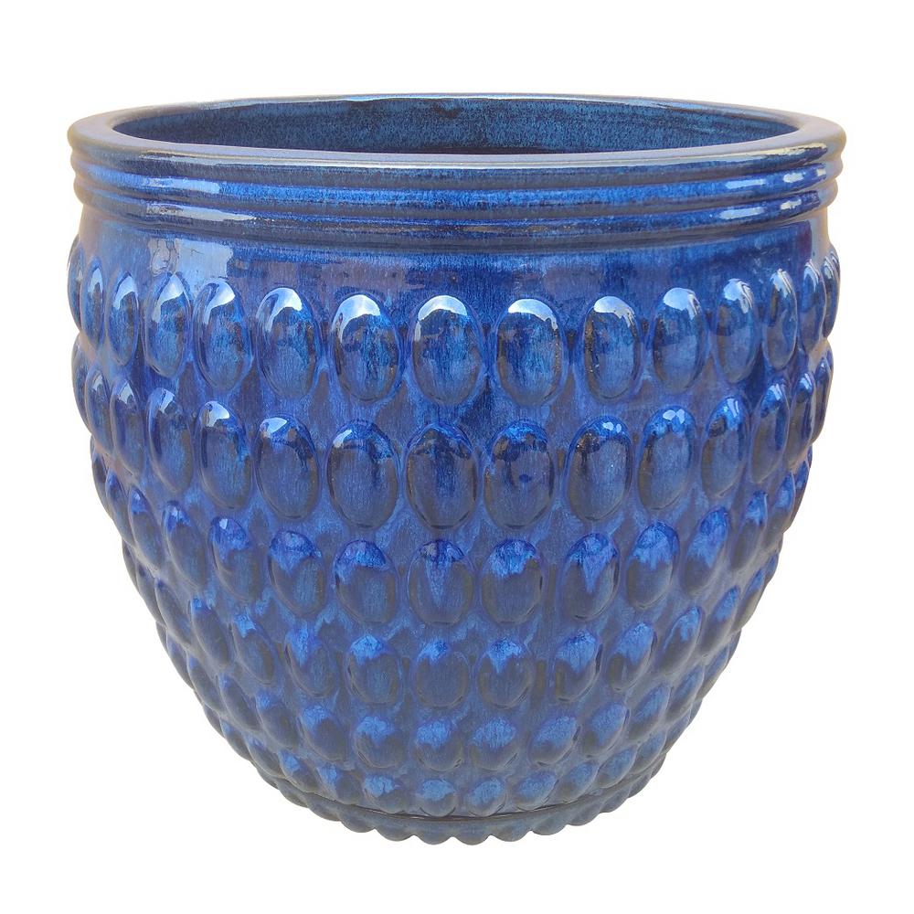 14 in. Dia Aqua Blue Ceramic Mika PotCR11085N145M The Home Depot