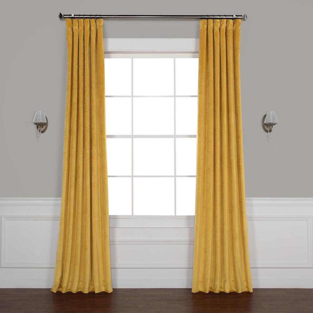 Exclusive Fabrics & Furnishings Aztec Gold Heritage Plush Velvet Curtain 50 in. W x 108 in. L