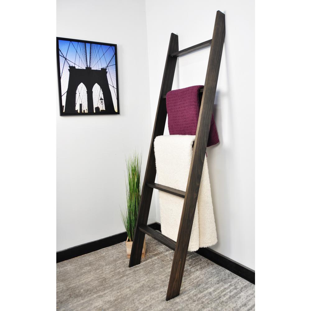Lucus 72 In Ebony Wooden Decorative Blanket Ladder 202l The Home Ebony Wooden Decorative Blanket Ladder