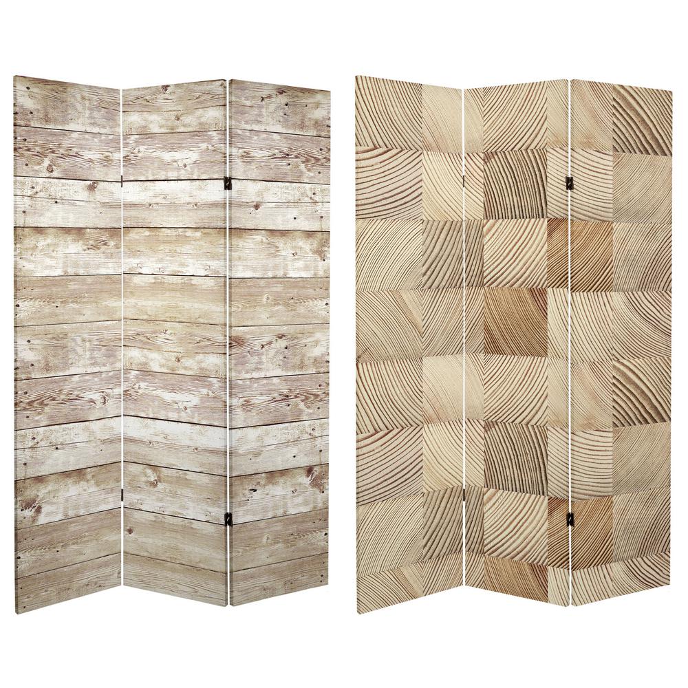 Pale Wood Pattern 6 ft. Printed 3Panel Room DividerCANWOOD2 The