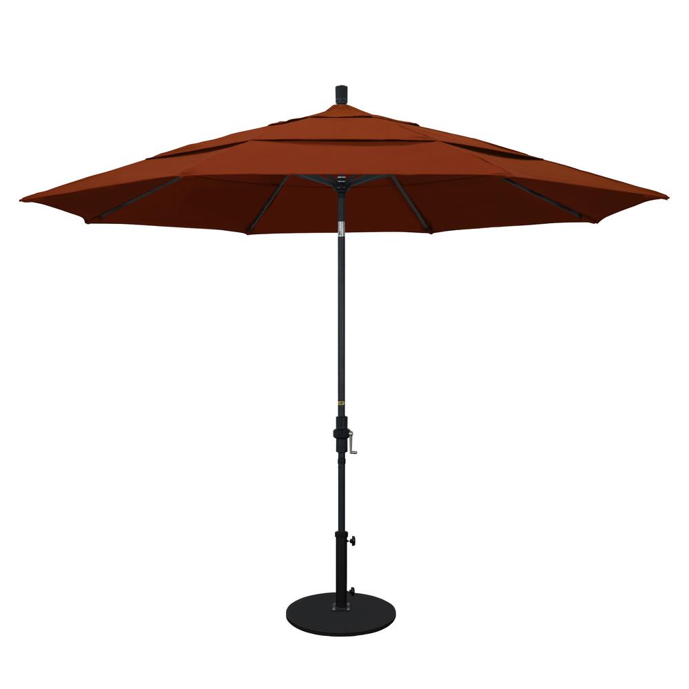 California Umbrella 11 Ft Aluminum Collar Tilt Double Vented Patio Umbrella In Brick Pacifica Gscu118170 Sa40 Dwv The Home Depot