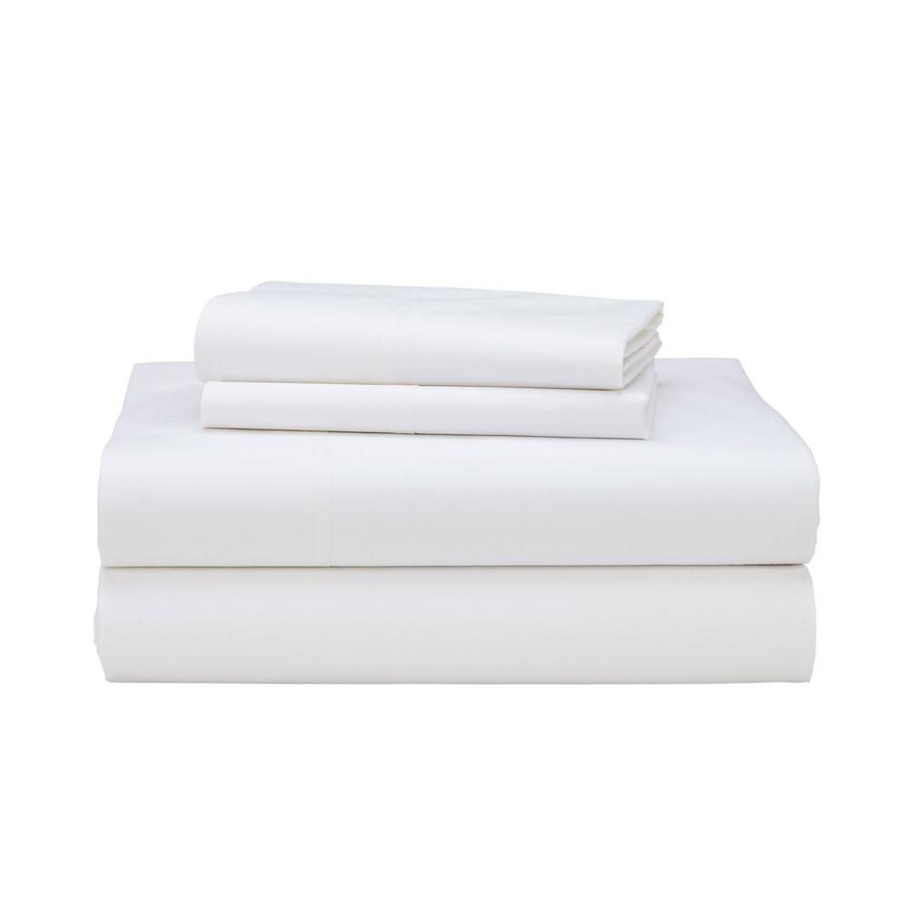 The Company Store 4-Piece White Solid 400 Thread Count Supima Cotton ...