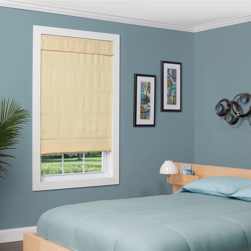 homeBASICS Ivory Linen Fabric Inaccessible Cord Roman Shade 23 in. W x 64 in. LIRLA2364 The