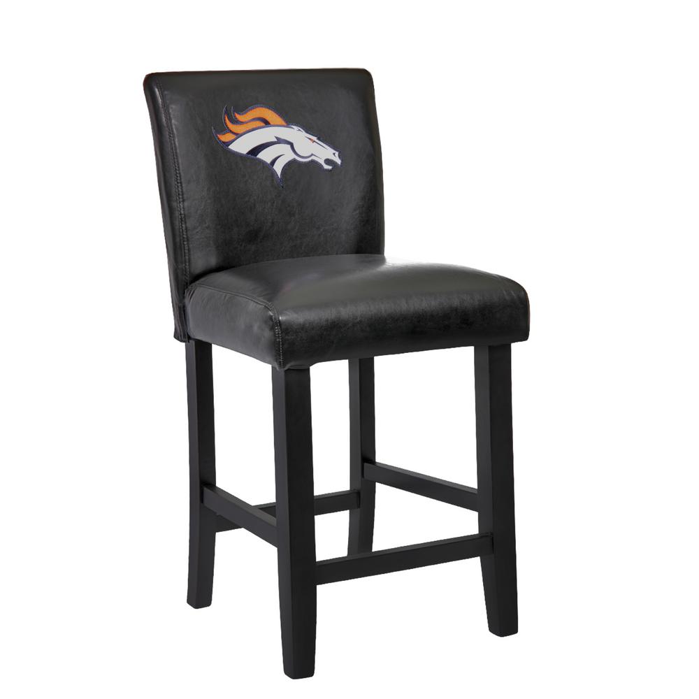 Denver Broncos 24 In Black Bar Stools With Faux Leather Cover Set