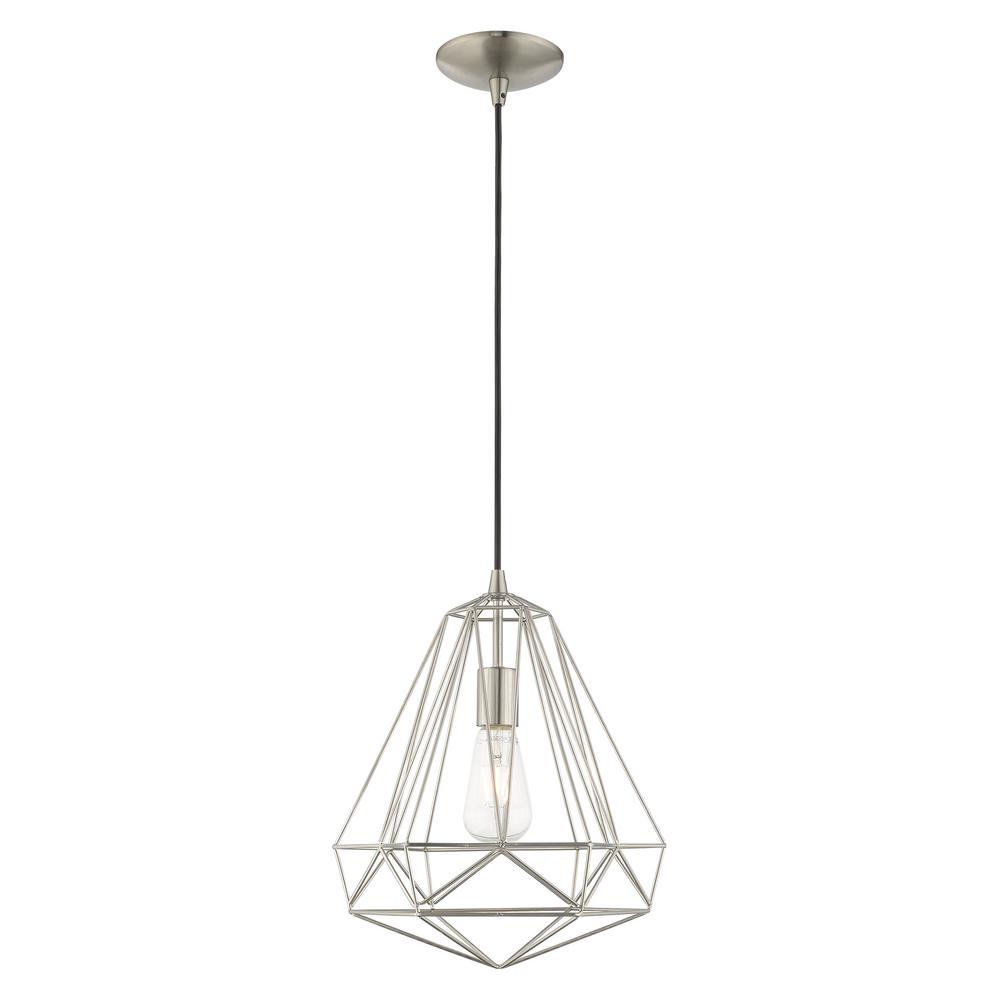 Livex Lighting 1Light Brushed Nickel Geometric Mini Pendant 4132291