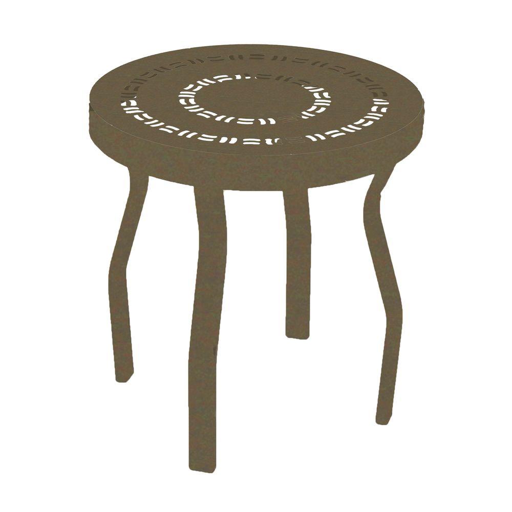 Round White Aluminum Outdoor Side Tables Patio The Brownstone Round Commercial Aluminum Patio Side Table