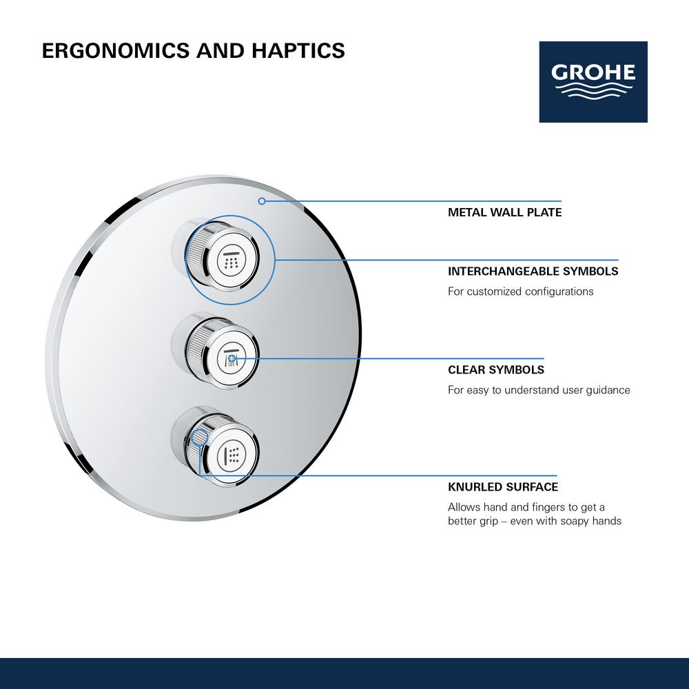 Grohe Grohtherm Smart Control Triple Volume Control Trim In Brushed Nickel 29122en0 The Home Depot