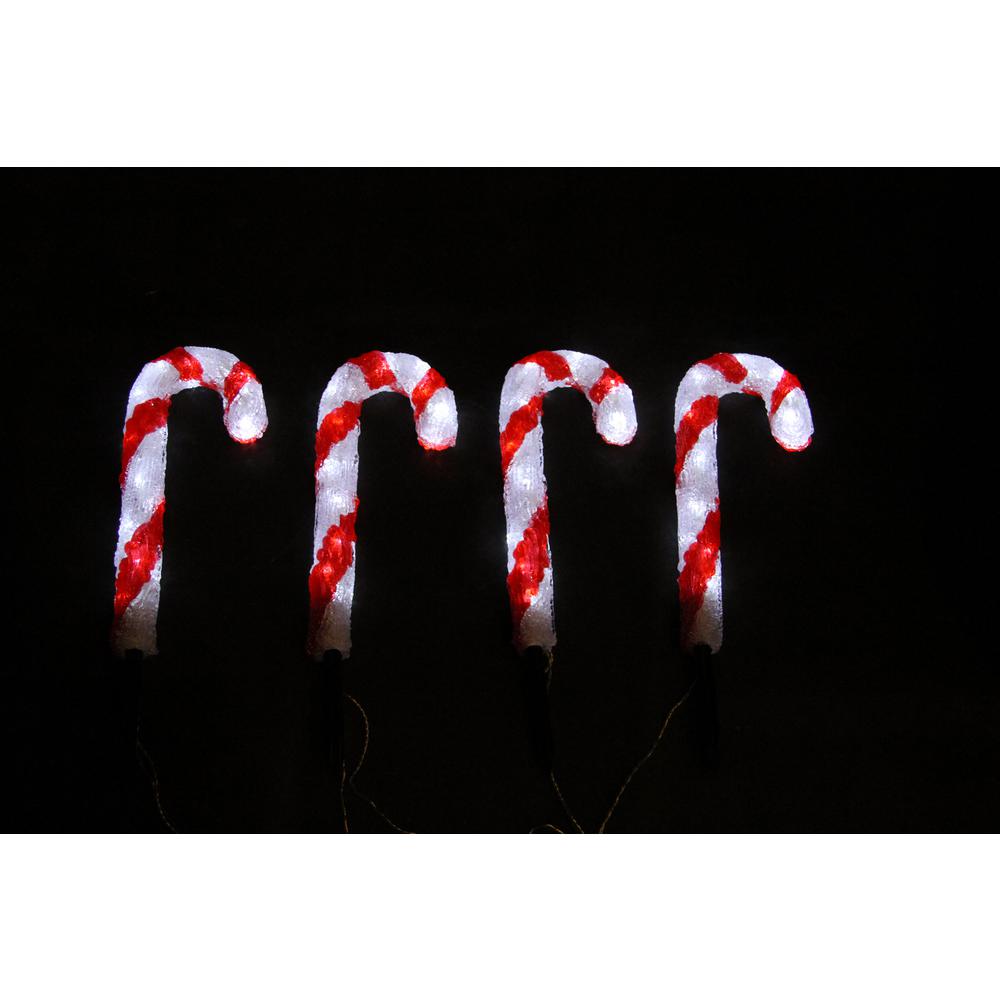 Novolink 14 in. 80-Light White LED Decorative Candy Cane (Set of 4 ...