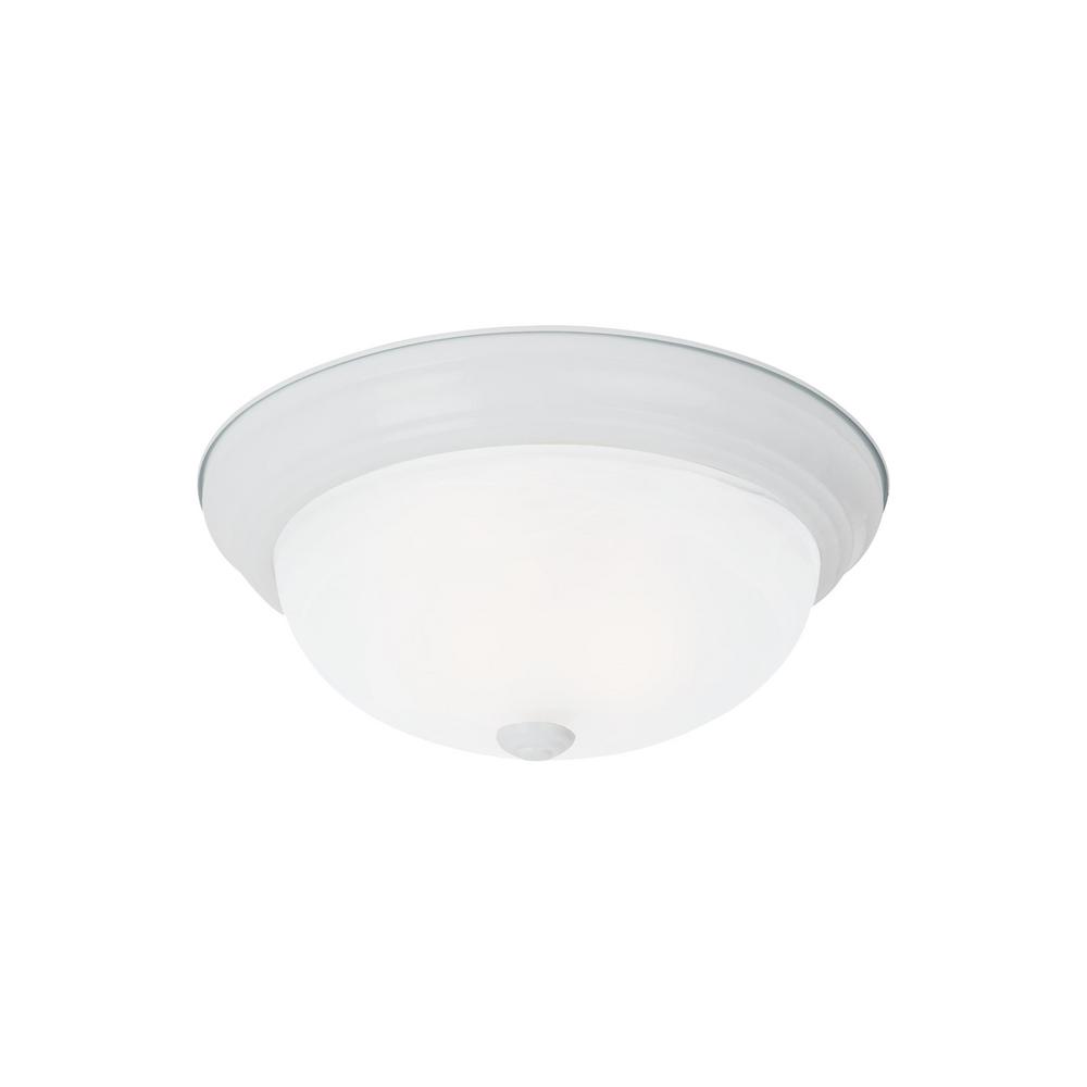 Westinghouse 2 Light Ceiling Fixture White Interior Flush Mount With Pull Chain And White And