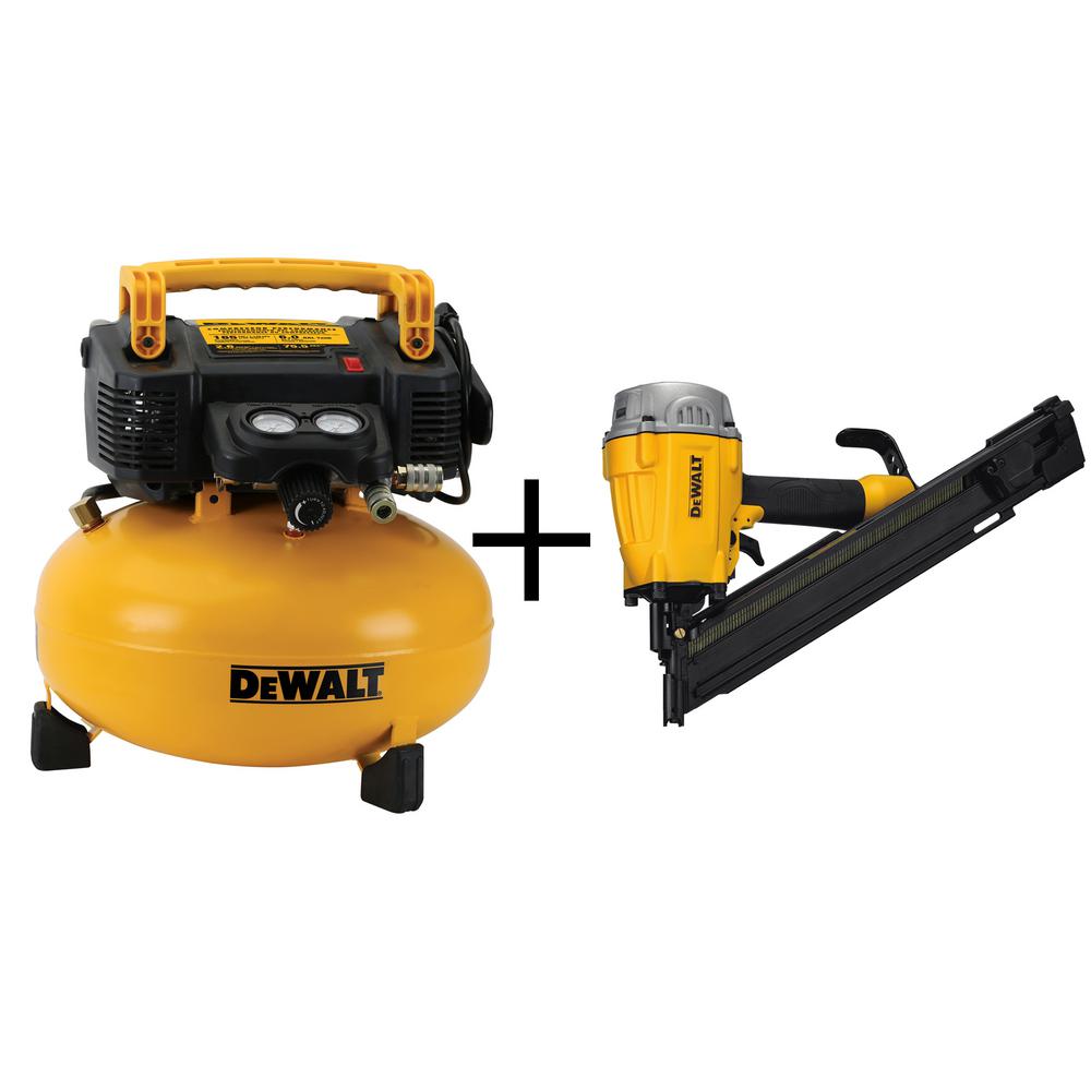 Dewalt 6 Gal Electric Air Compressor With Bonus Pneumatic 28 Degree Framing Nailer 4695