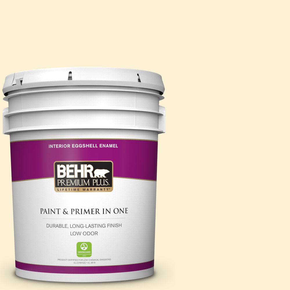 Behr Premium Plus 5 Gal 350a 2 Vanilla Milkshake Eggshell Enamel Low Odor Interior Paint And Primer In One 205005 The Home Depot