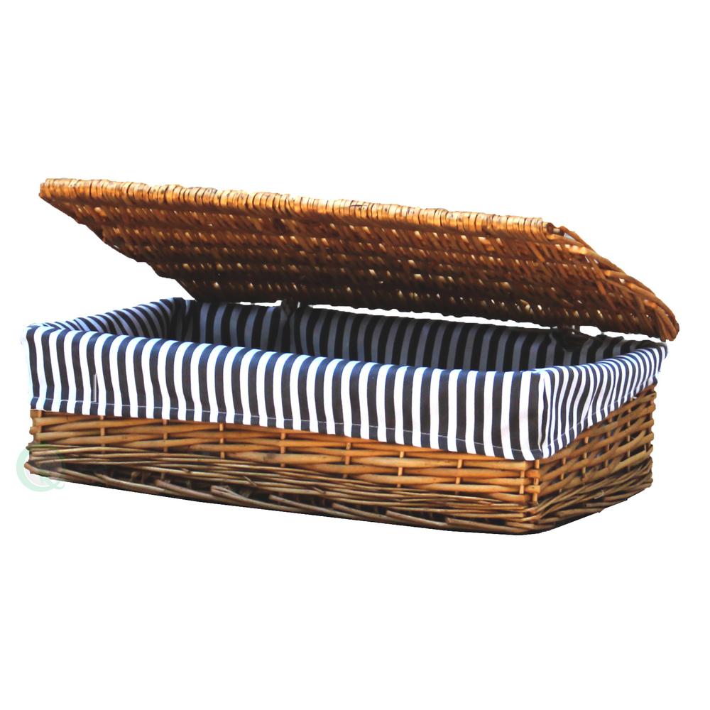 Lined Wicker Storage Shelf Baskets With Lid Small