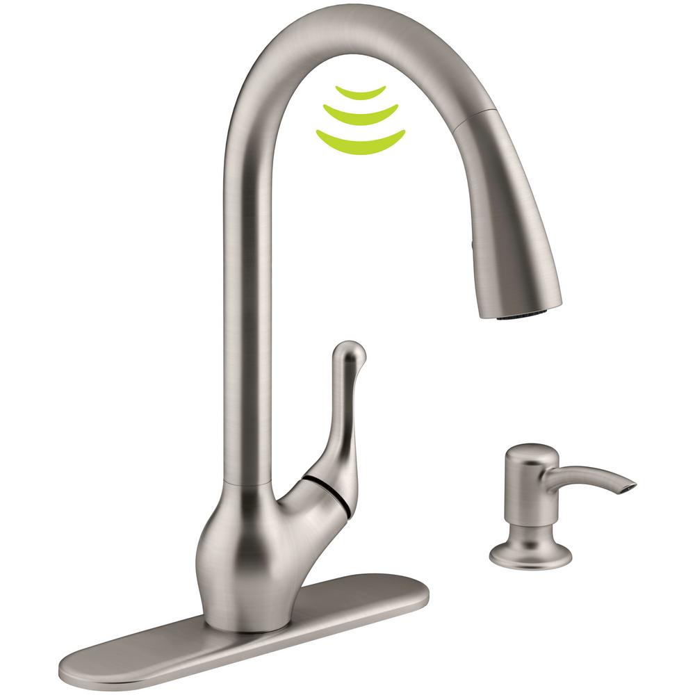 Reviews For KOHLER Barossa With Response Touchless Technology Single Handle Pull Down Sprayer Kitchen Faucet In Vibrant Stainless K R78035 SD VS The Home Depot