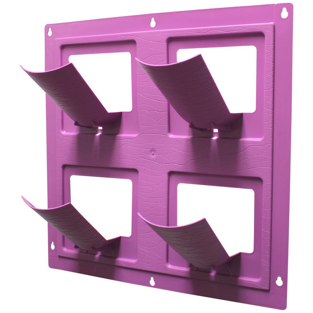 Emsco Wallflowers 17 In Square Resin Living Wall Hanging Flower Planter Radiant Orchid Purple 4 Pot