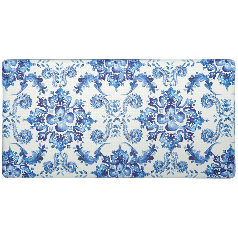 Nicole Miller Cook N Comfort Blue Poppy Sketch Tile 20 In X 39 Kitchen Mat Nicole Miller Cook N Comfort Blue Poppy Sketch Tile 20 In X 39 Kitchen Mat
