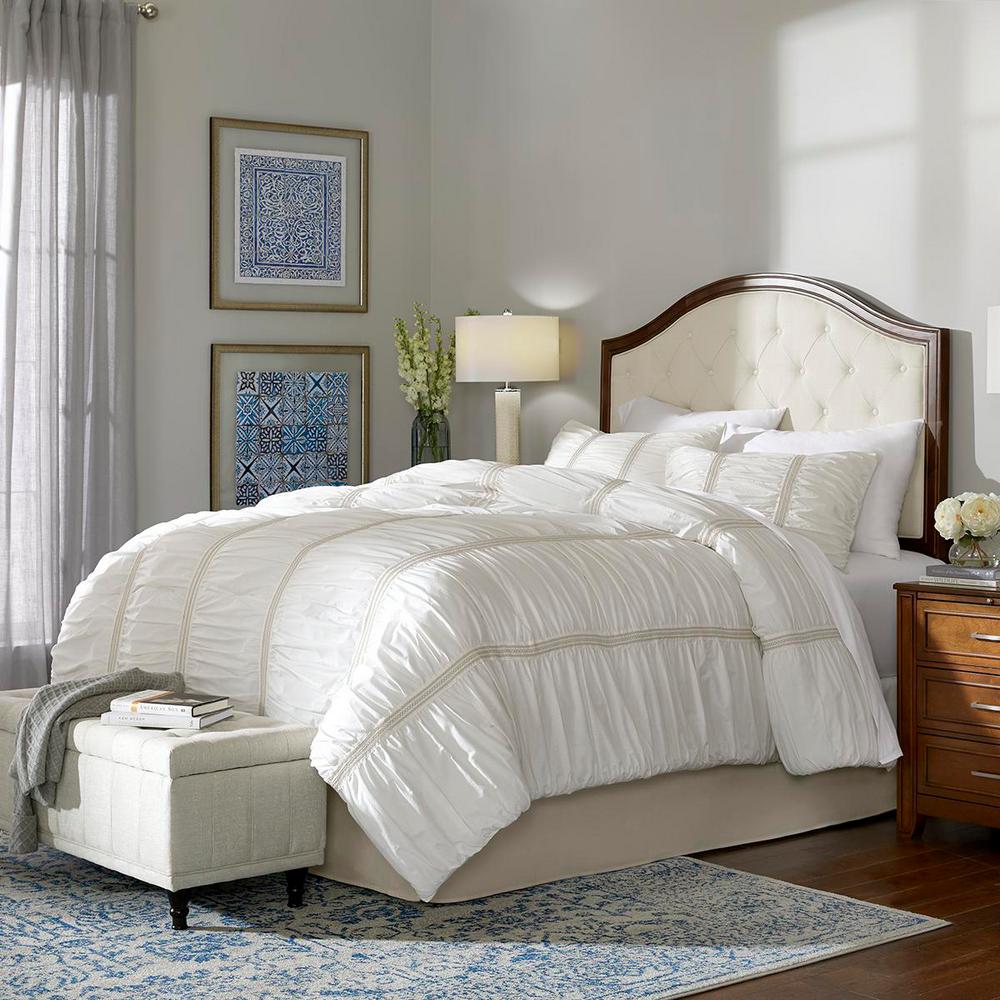 Home Decorators Collection Romany 3 Piece Ivory Cotton Ruched King