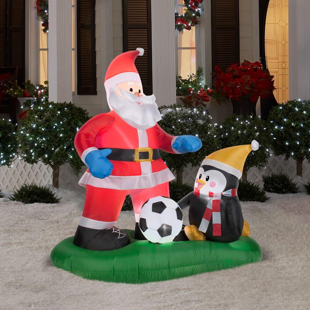 Home Accents Holiday 5 Ft Inflatable Santa Soccer Scene 88539 The Home Accents Holiday 5 Ft Inflatable Santa Soccer Scene