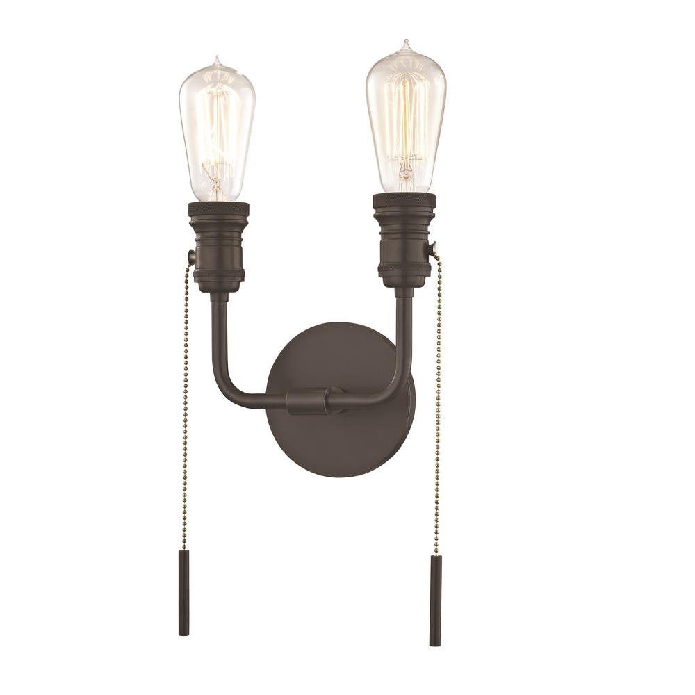 Mitzi By Hudson Valley Lighting Lexi 2 Light Old Bronze Wall Sconce H106102 Ob The Home Depot 7045