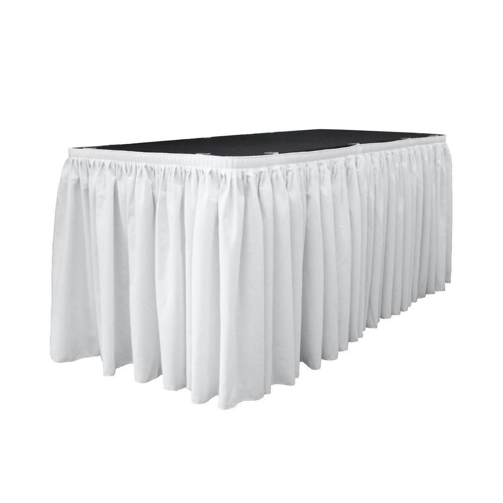 LA Linen 30 ft. x 29 in. Long White with 15-Large Clips Polyester