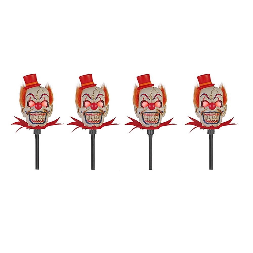 HALLOWEEN (4Set) ScaryClown Head Pathway Markers with LED