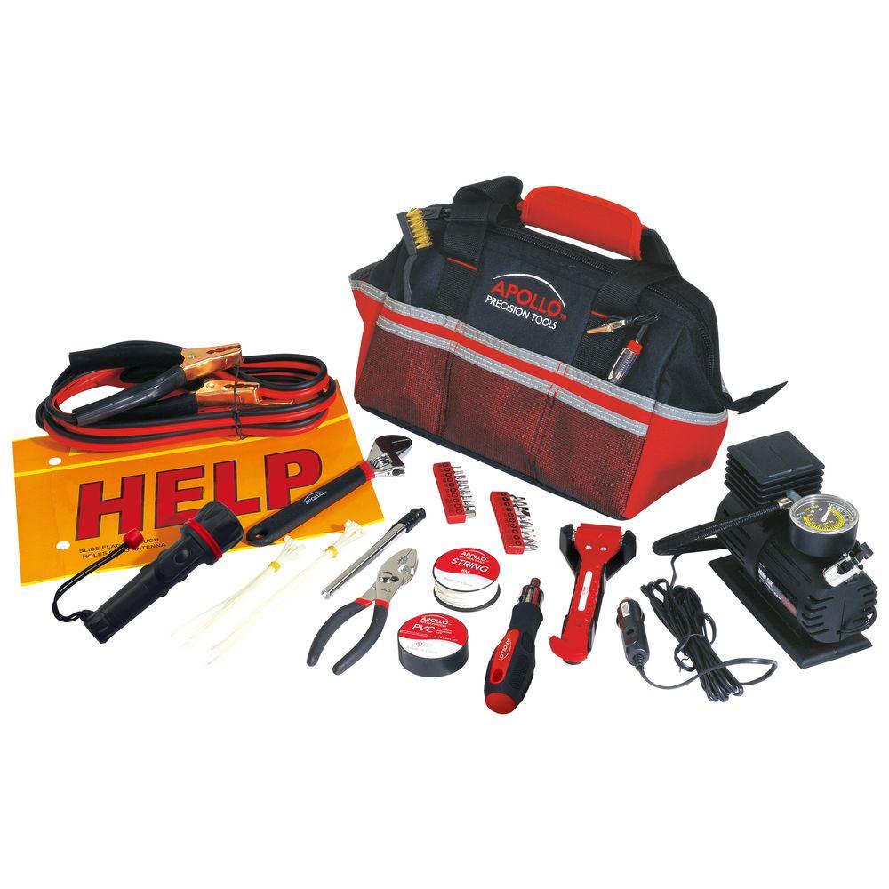 Apollo Roadside/Emergency Tool Kit with Air Compressor (53Piece