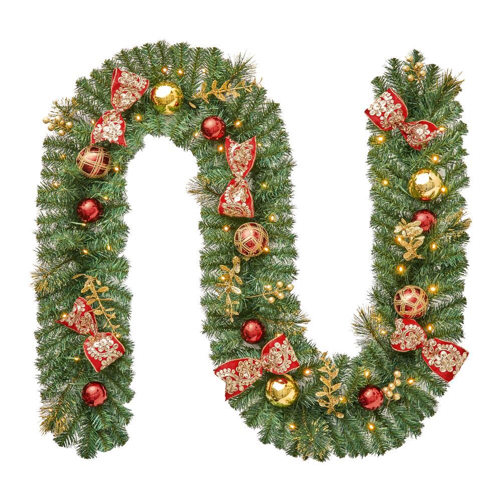 9 ft Royal Easton Battery Operated Pine LED Pre-Lit Christmas Garland with Timer