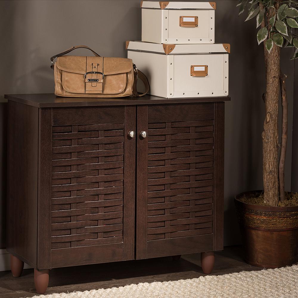 Baxton Studio Winda Dark Brown Wood Storage Cabinet 28862 6513 Hd The Home Depot