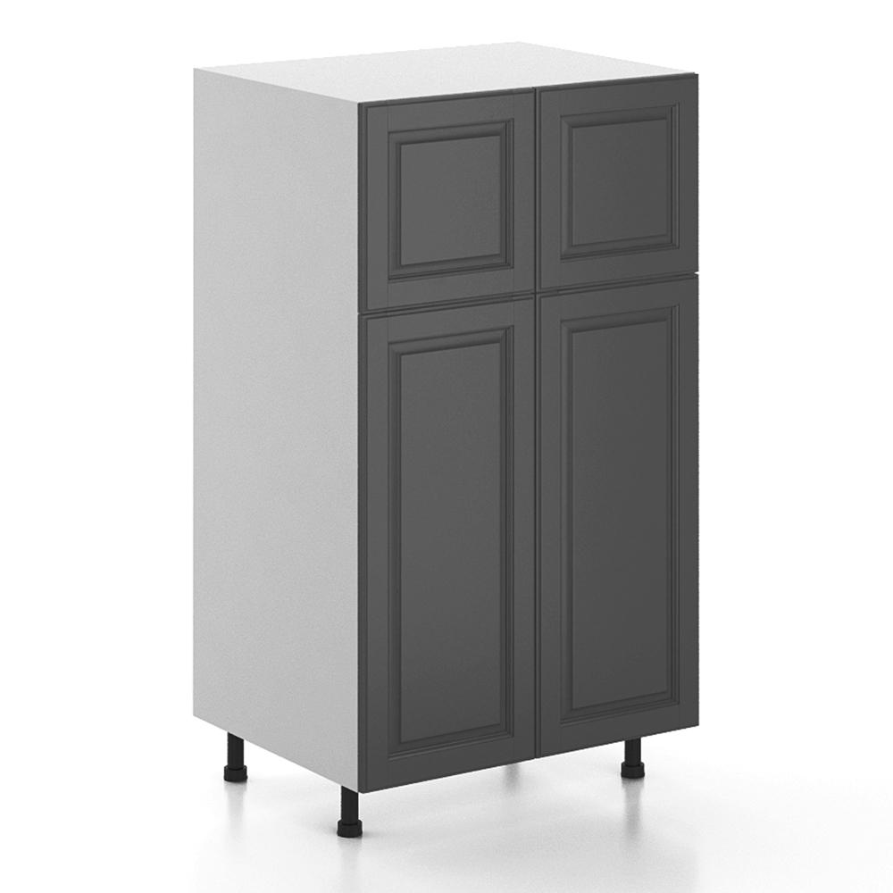 Eurostyle Buckingham Ready To Assemble 30 X 49 24 5 In Pantry Utility Cabinet White Melamine And Door Gray