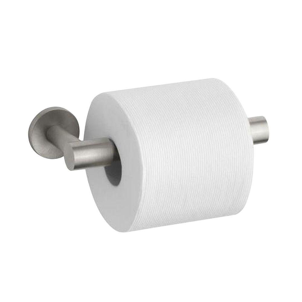 Nickel Kohler Mounting Hardware Toilet Paper Holders Stillness Double Post Toilet Paper Holder In Vibrant Brushed Nickel