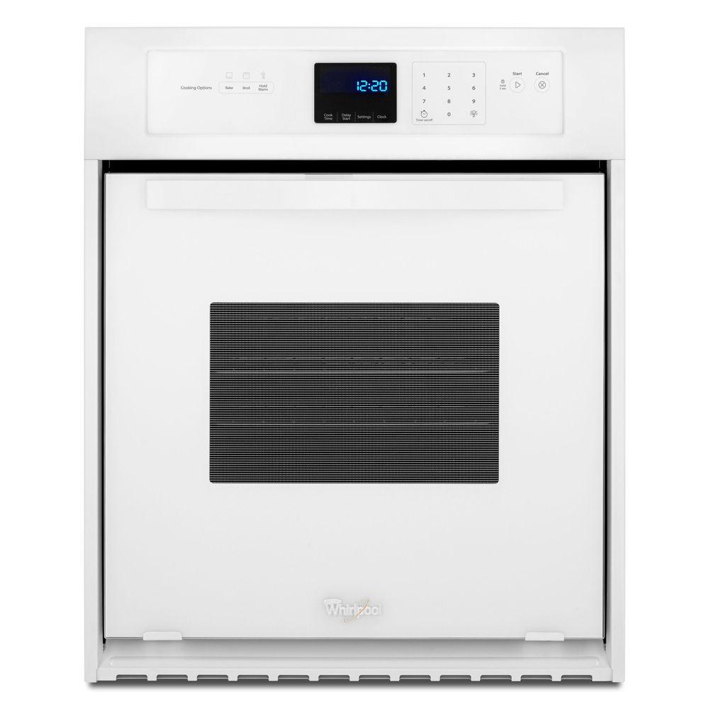 Whirlpool 24 In Single Electric Wall Oven In White WOS11EM4EW The   White Whirlpool Single Electric Wall Ovens Wos11em4ew 64 145 