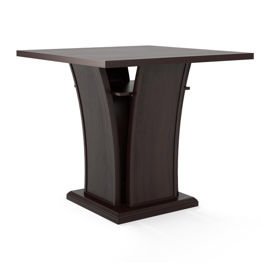 Built In Storage Dining Table Pedestal Kitchen Tables Bistro Cuccino Counter Height Dining Table With Curved Base
