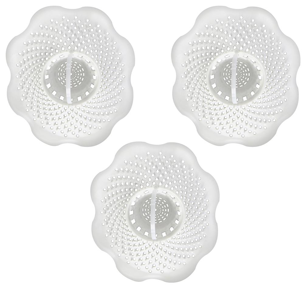 Danco Hair Catcher Bathroom Tub Strainer In White 3 Pack