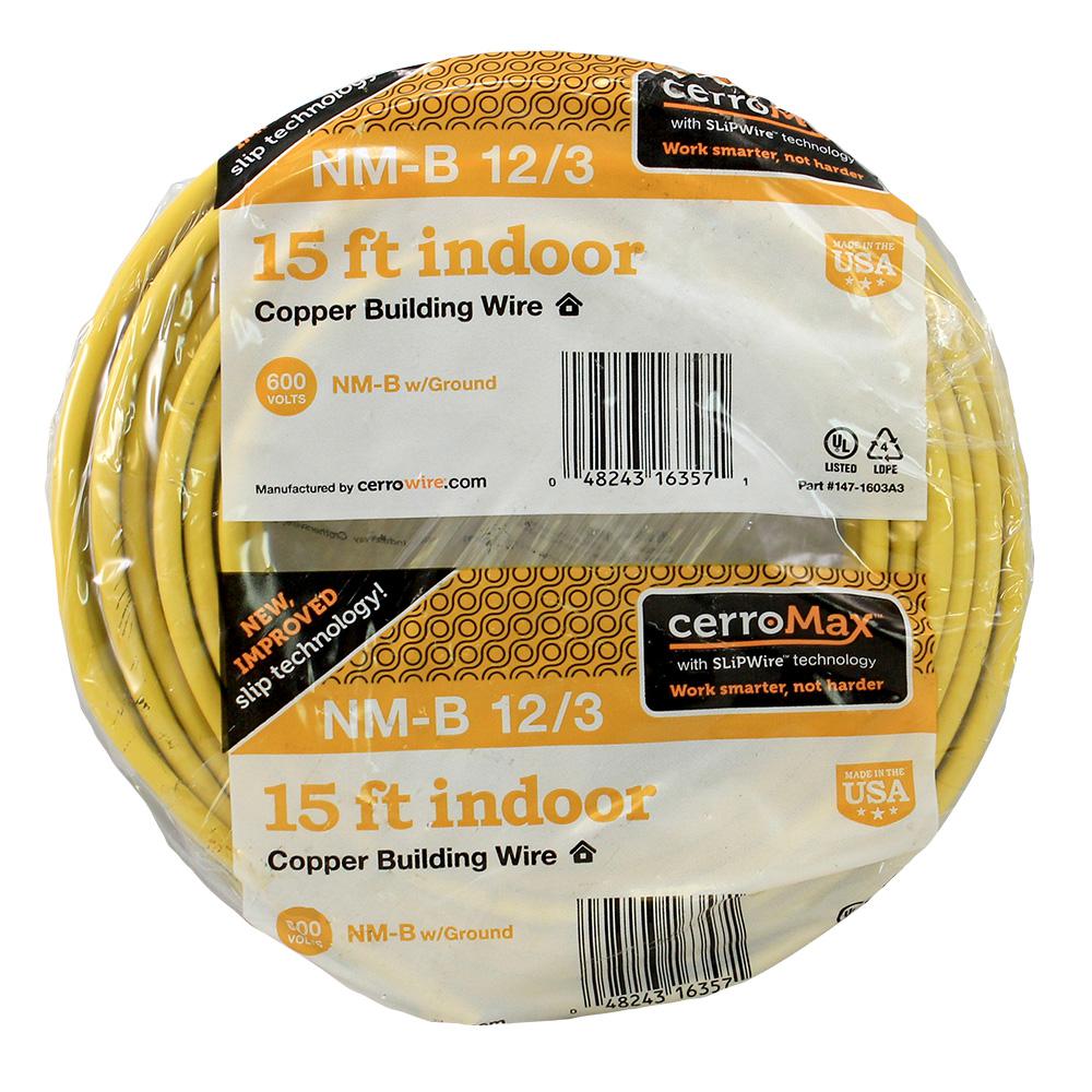 Cerrowire 50 Ft. 12/2 NM-B Wire, Yellow-147-1602BR - The Home Depot