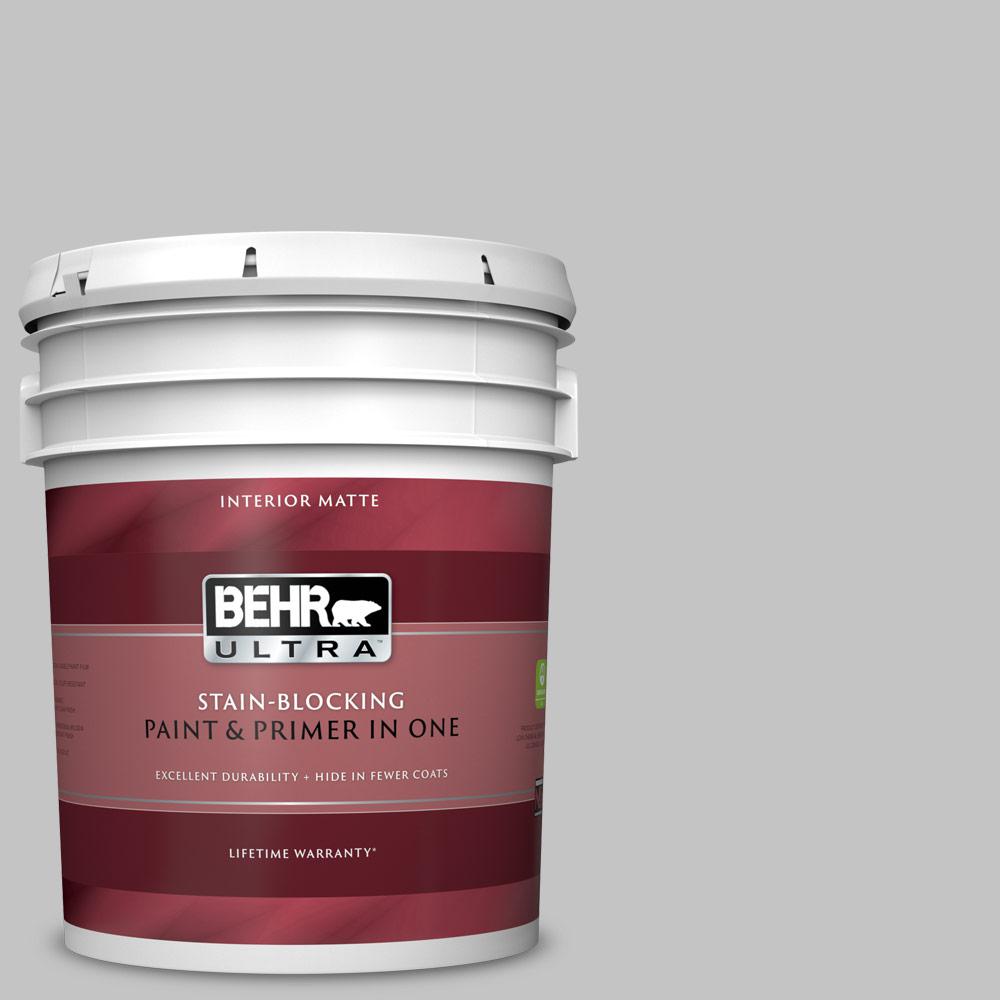 Behr Ultra 5 Gal N520 2 Silver Bullet Matte Interior Paint And Primer In One